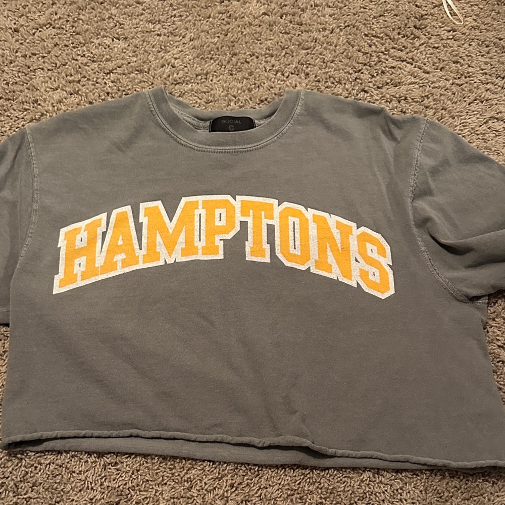 Source Unknown Gray and Yellow Crop Top